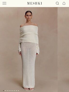 Meshki marisol off shoulder boucle dress